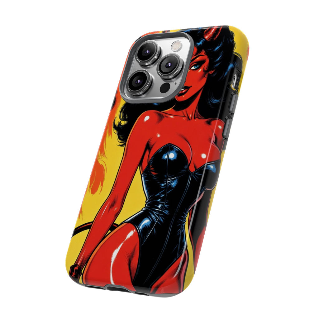 Devil Pin-Up Phone Case — Vintage Kitsch Flame Design