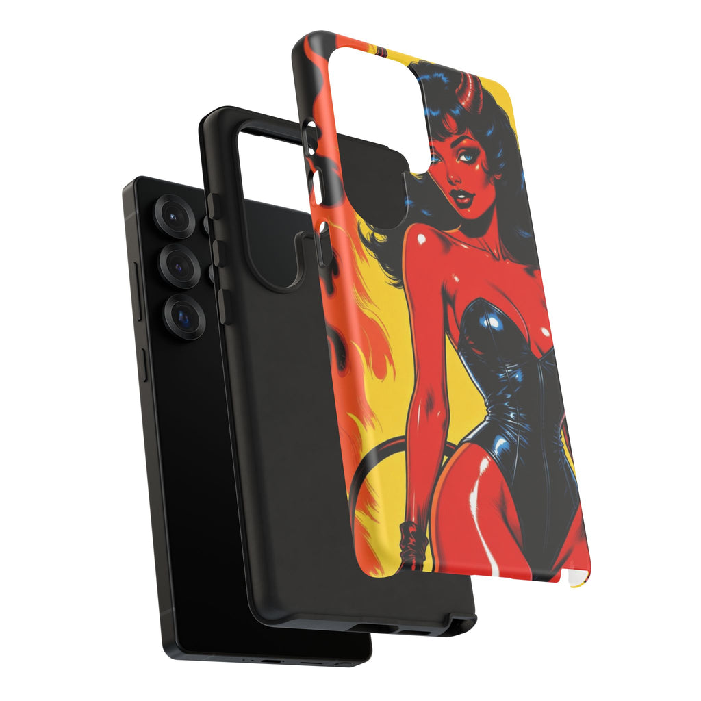 Devil Pin-Up Phone Case — Vintage Kitsch Flame Design