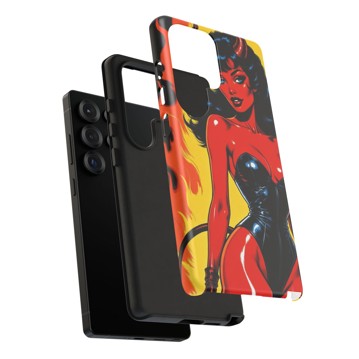 Devil Pin-Up Phone Case — Vintage Kitsch Flame Design