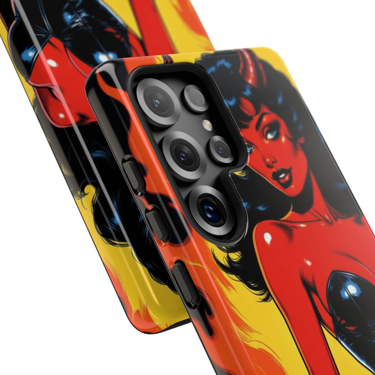 Devil Pin-Up Phone Case — Vintage Kitsch Flame Design