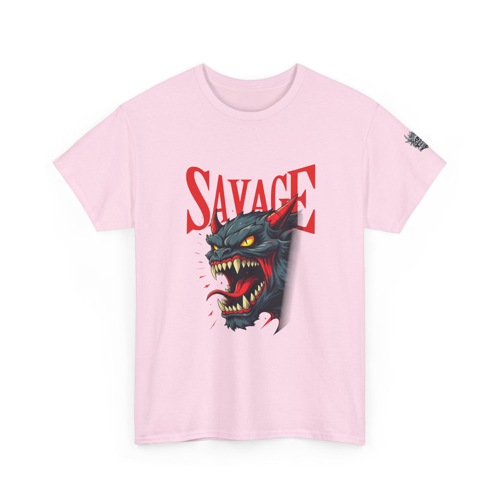 Savage Demon Graphic Tee — Fierce Retro Cat Illustration T‑Shirt