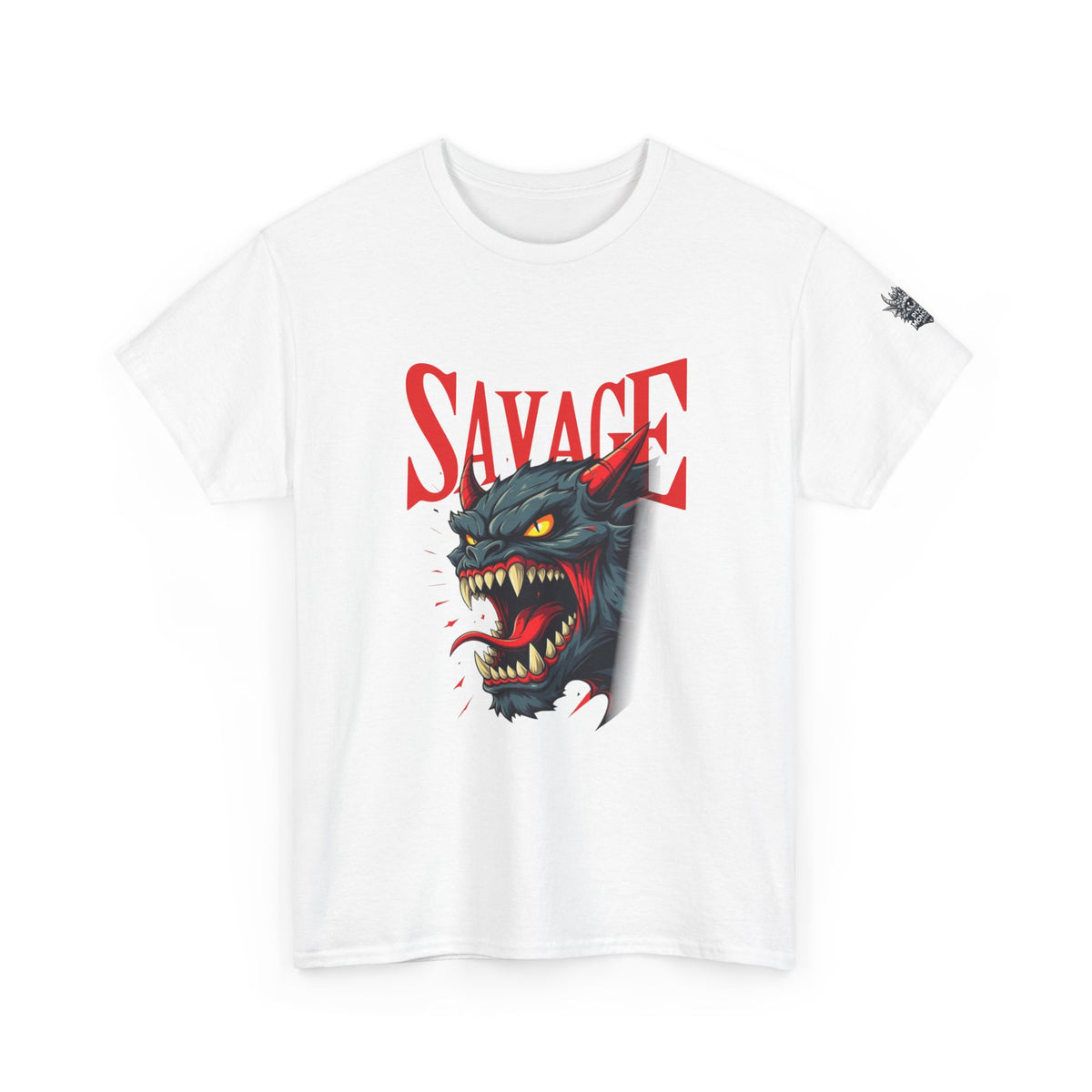 Savage Demon Graphic Tee — Fierce Retro Cat Illustration T‑Shirt