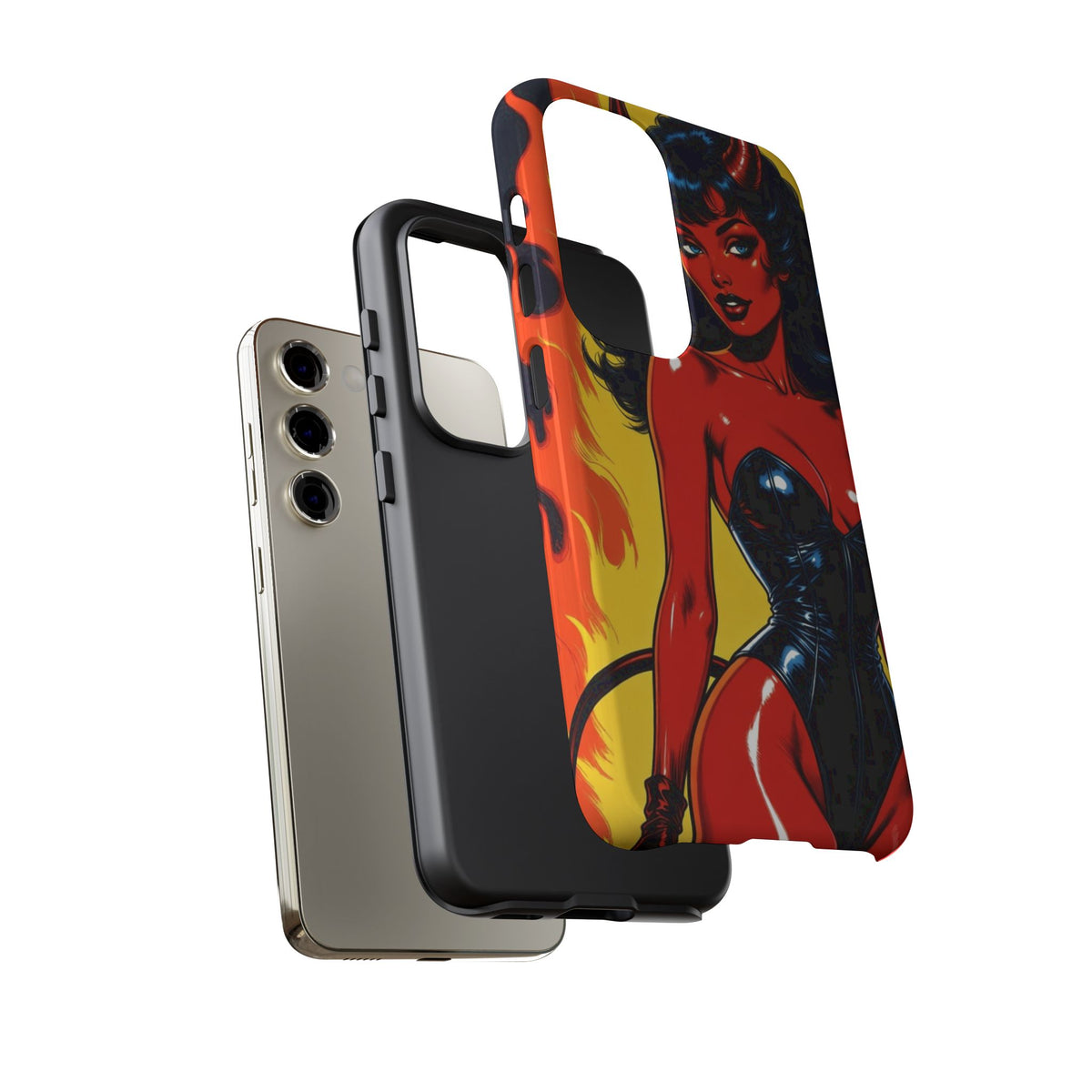 Devil Pin-Up Phone Case — Vintage Kitsch Flame Design