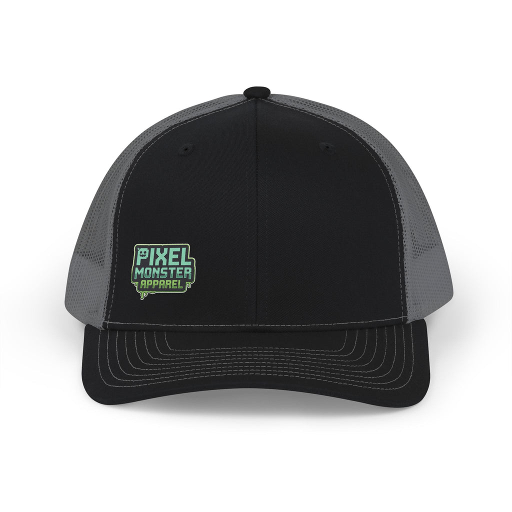 Pixel Monster Trucker Cap – Retro Gaming Snapback Hat
