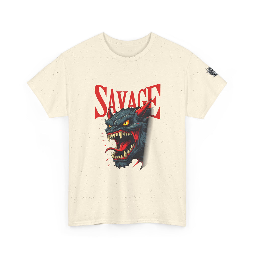 Savage Demon Graphic Tee — Fierce Retro Cat Illustration T‑Shirt