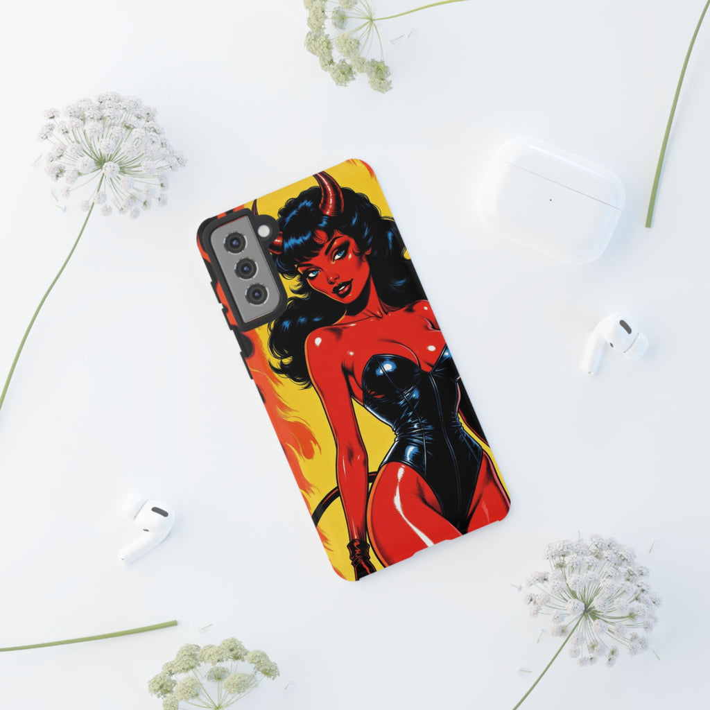 Devil Pin-Up Phone Case — Vintage Kitsch Flame Design
