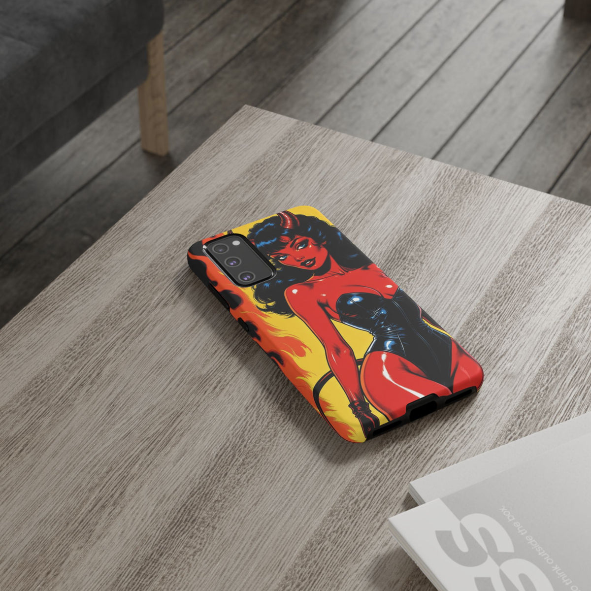 Devil Pin-Up Phone Case — Vintage Kitsch Flame Design