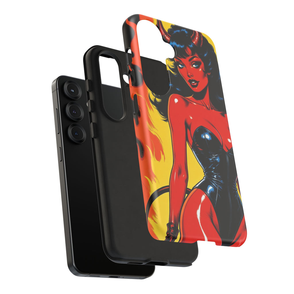 Devil Pin-Up Phone Case — Vintage Kitsch Flame Design