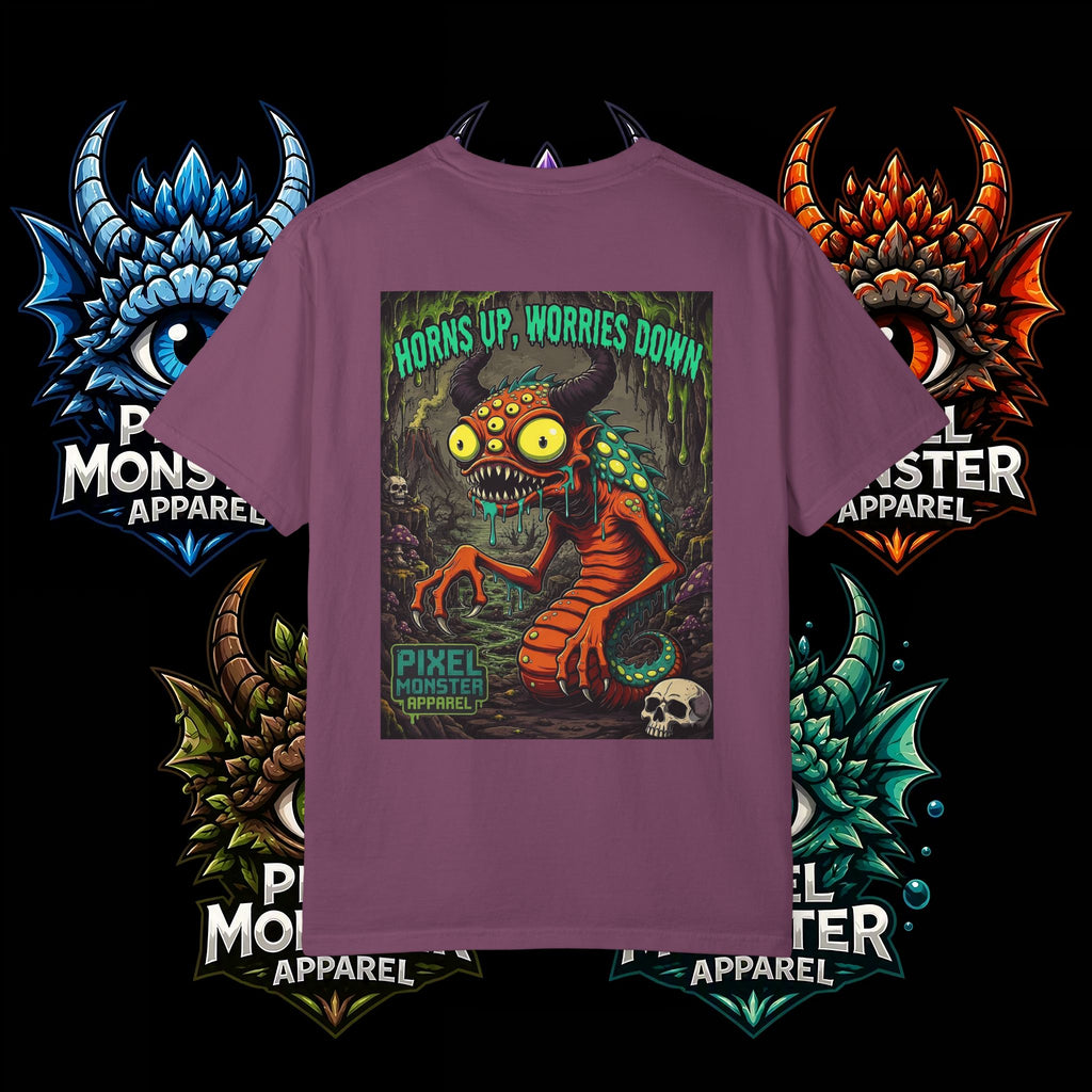 Tooth and Pixel- . "Horns Up, Worries Down" T-Shirt. Wear it to the office BBQ we dare ya!