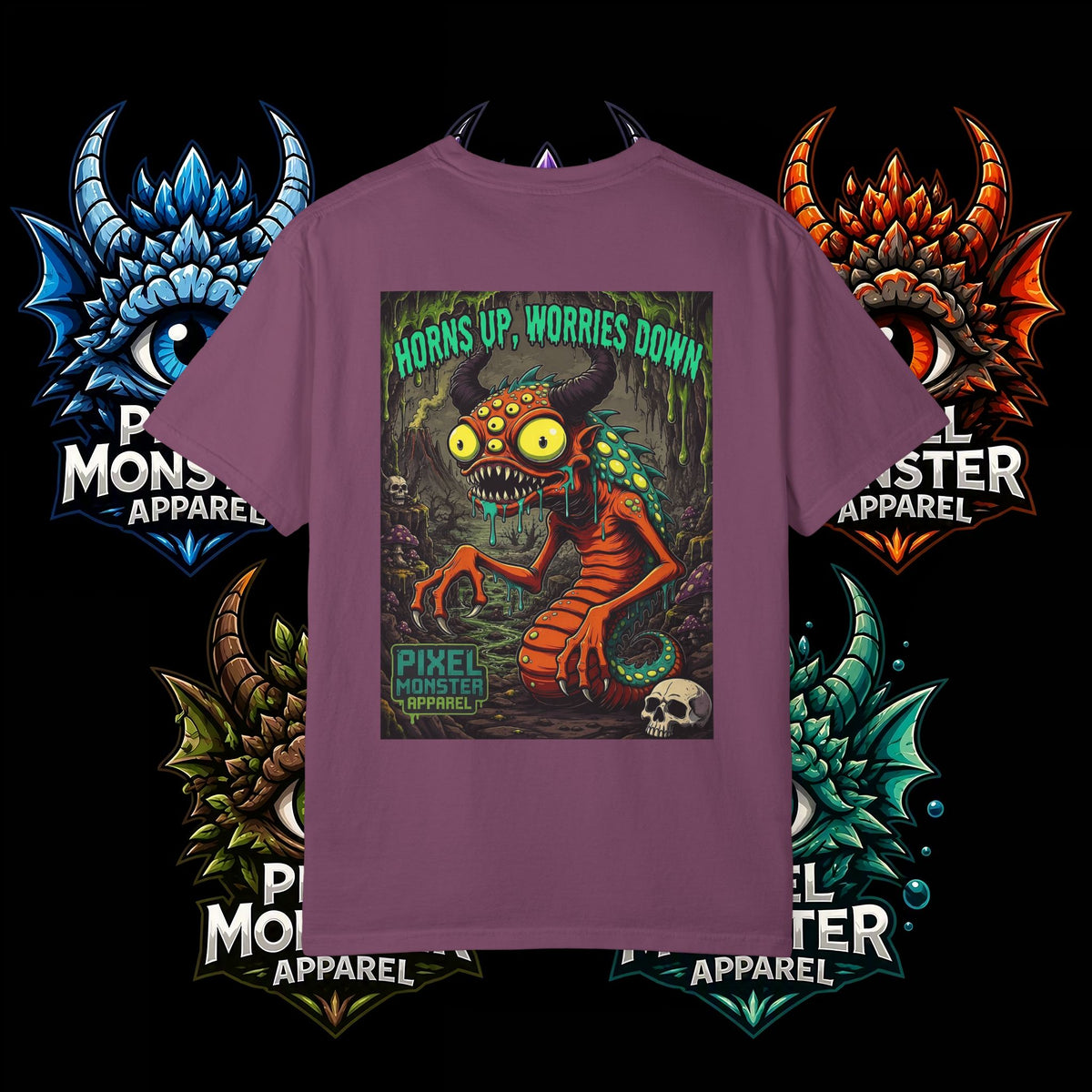 Tooth and Pixel- . "Horns Up, Worries Down" T-Shirt. Wear it to the office BBQ we dare ya!