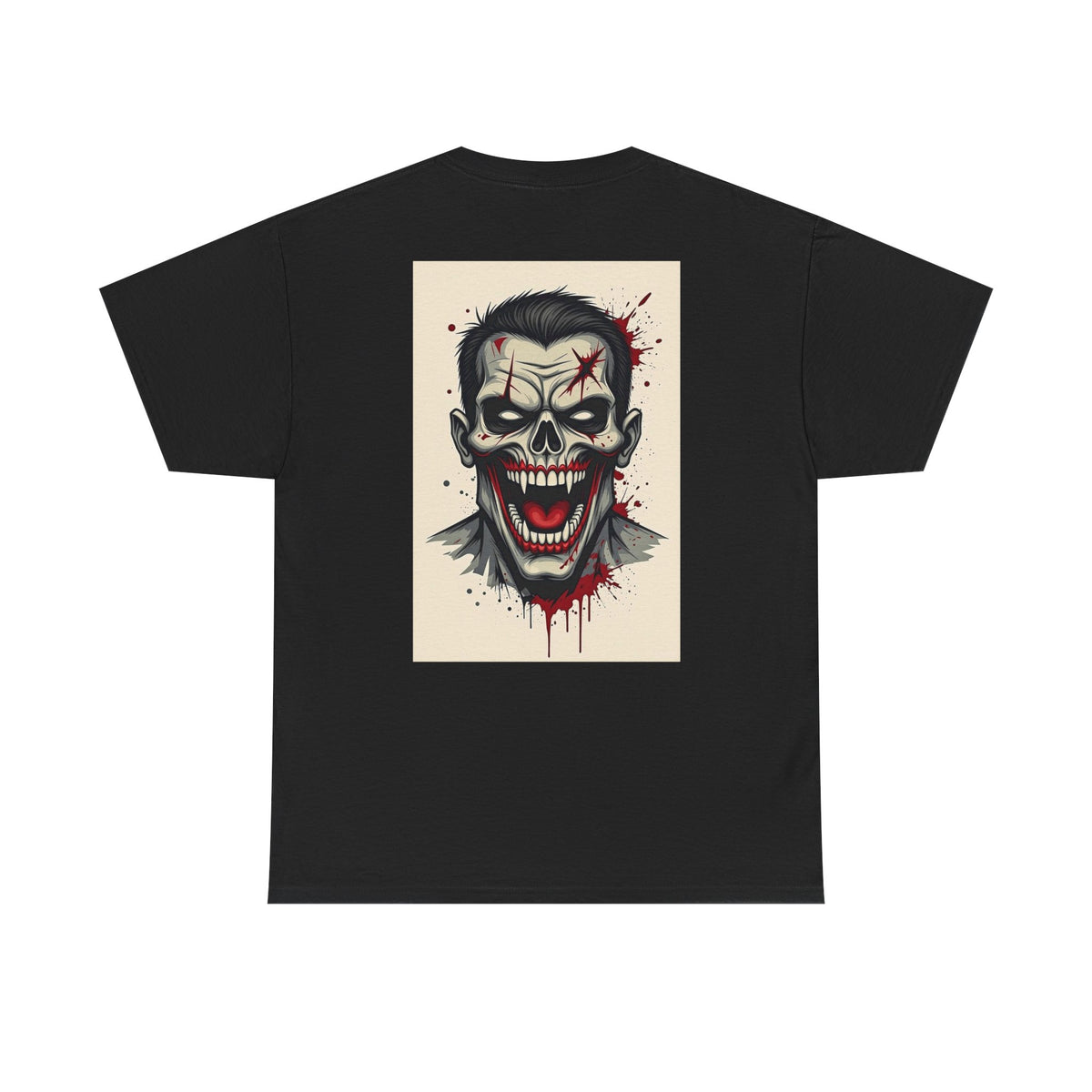 Gangland Vampire with Pixel Monster pocket logo T‑Shirt — Retro Gothic Vampire Streetwear Tee