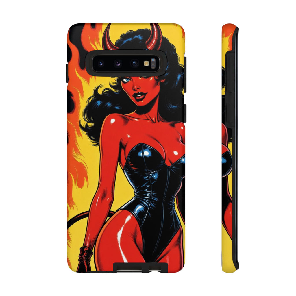 Devil Pin-Up Phone Case — Vintage Kitsch Flame Design