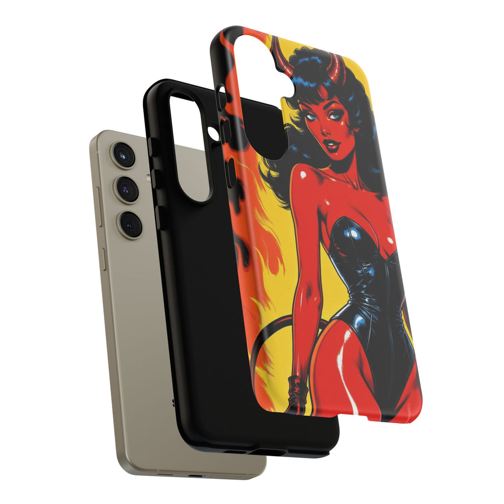 Devil Pin-Up Phone Case — Vintage Kitsch Flame Design