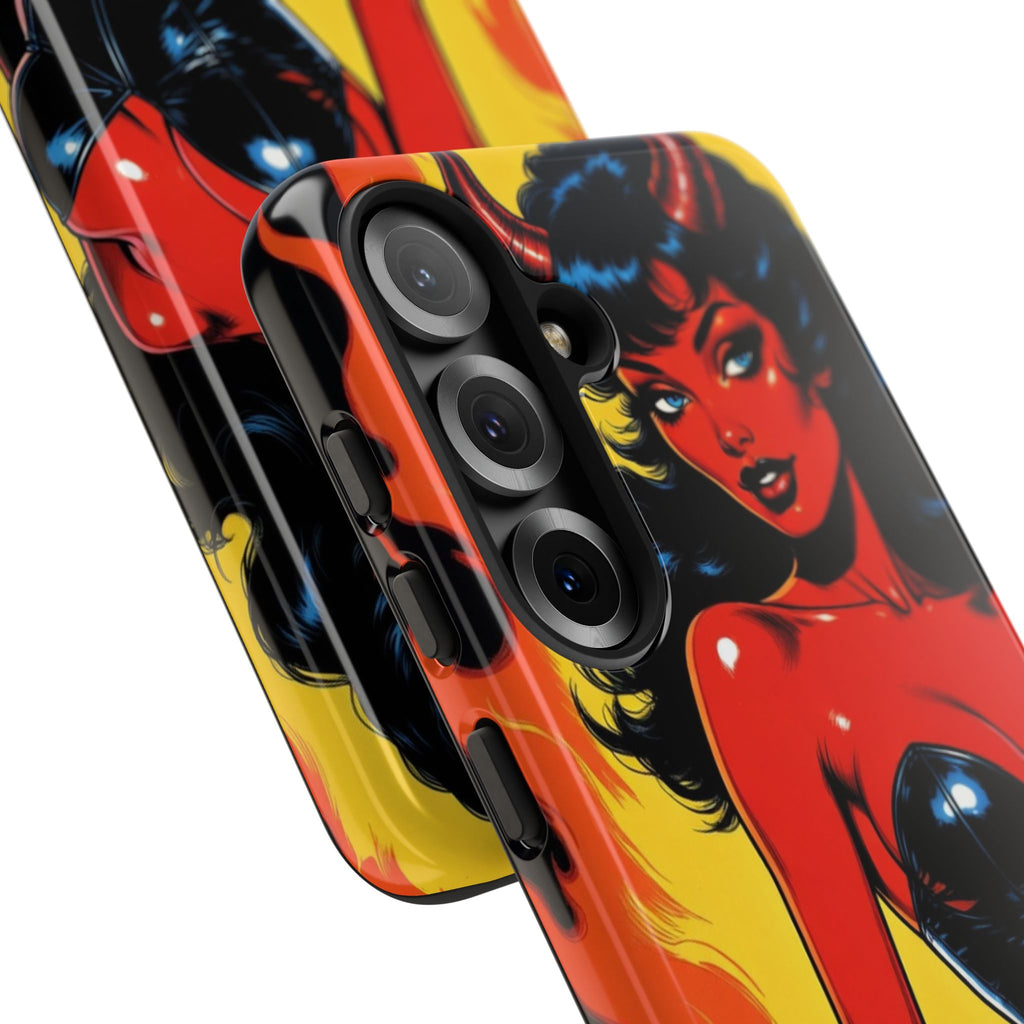 Devil Pin-Up Phone Case — Vintage Kitsch Flame Design