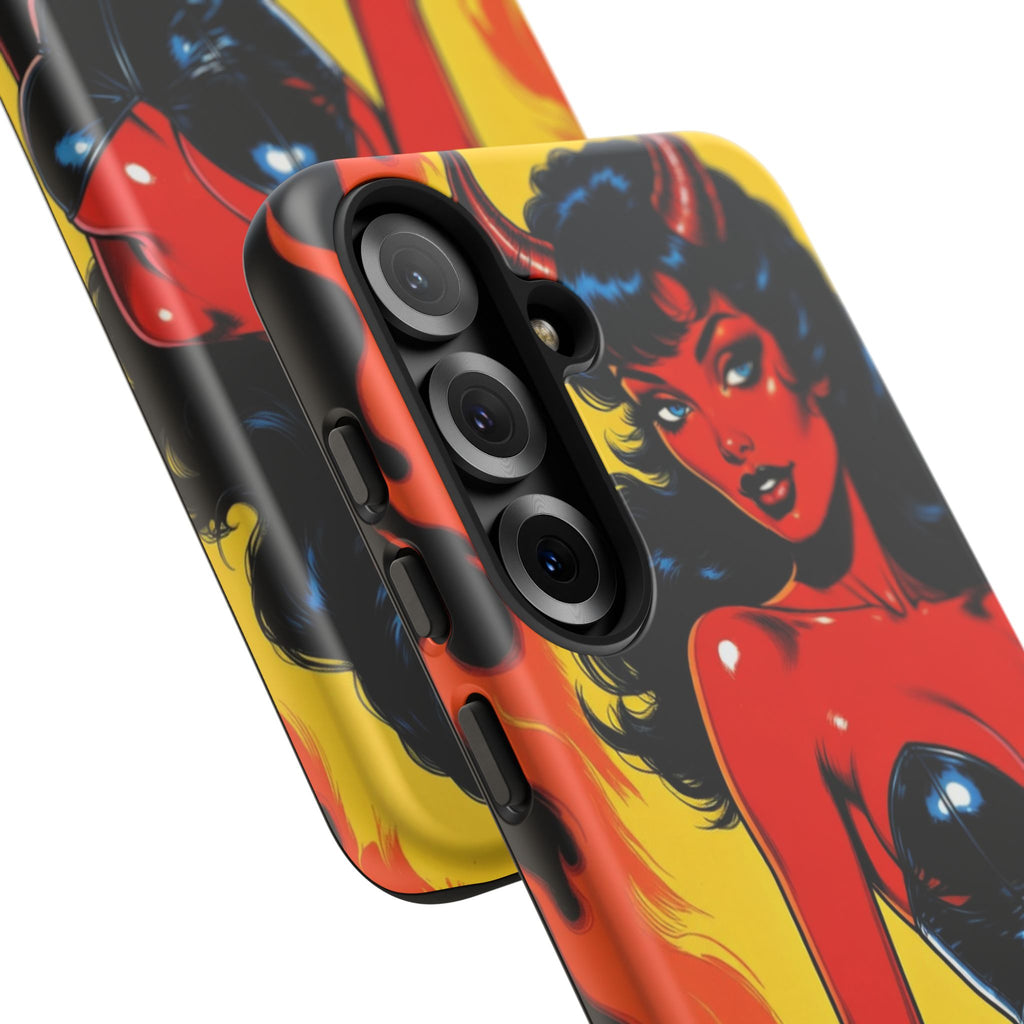Devil Pin-Up Phone Case — Vintage Kitsch Flame Design