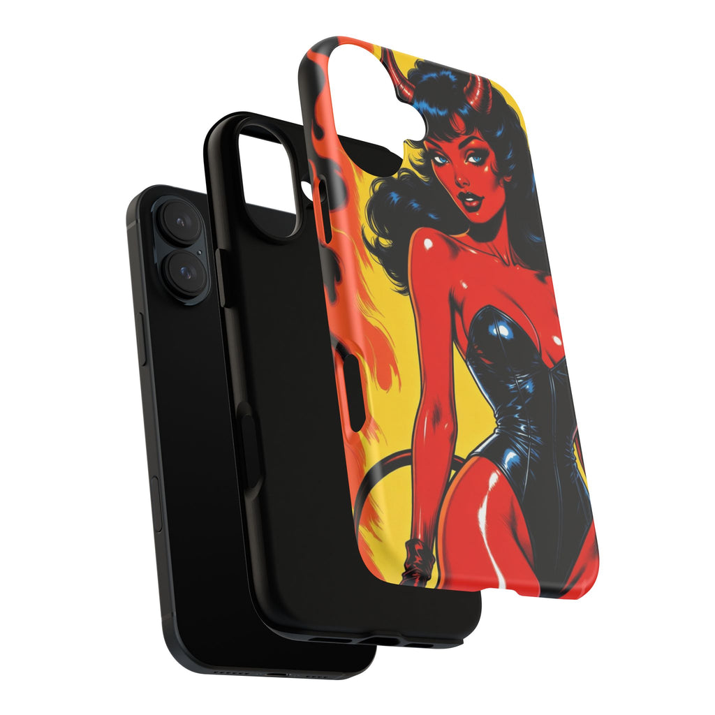 Devil Pin-Up Phone Case — Vintage Kitsch Flame Design