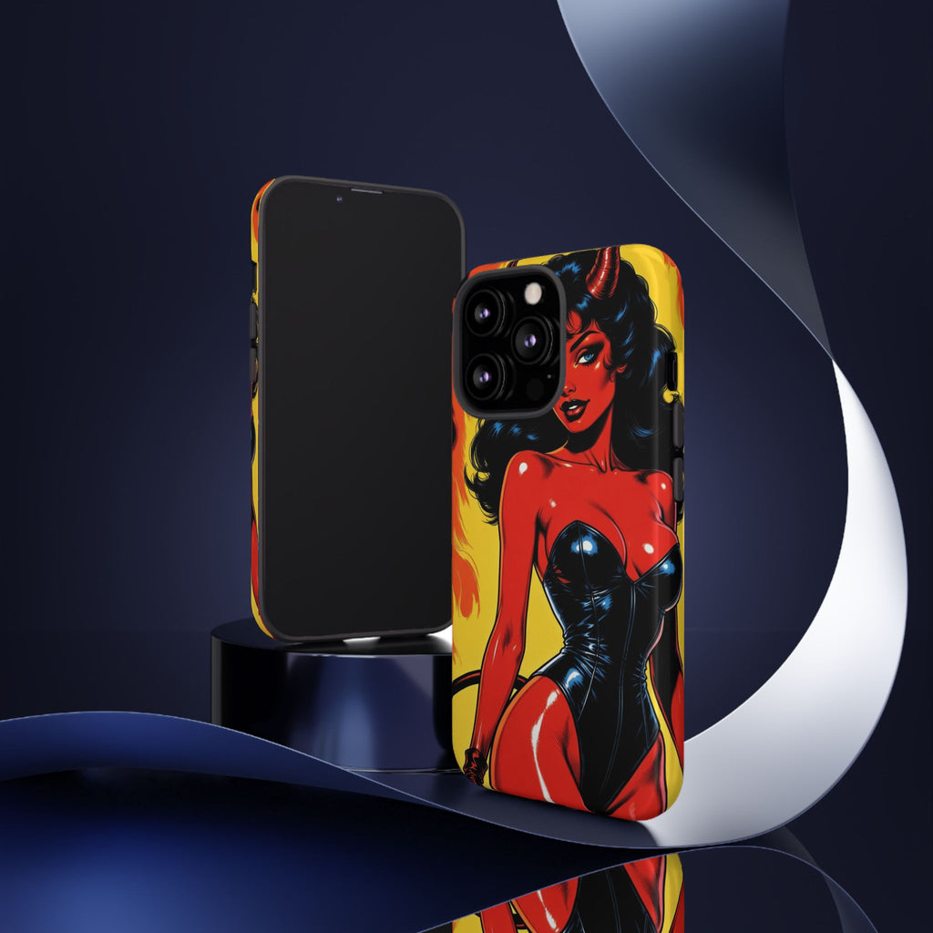 Devil Pin-Up Phone Case — Vintage Kitsch Flame Design