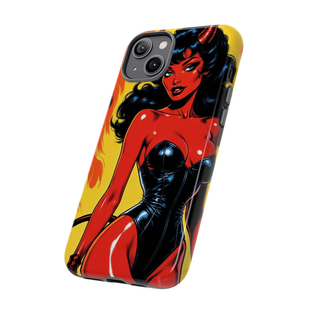 Devil Pin-Up Phone Case — Vintage Kitsch Flame Design