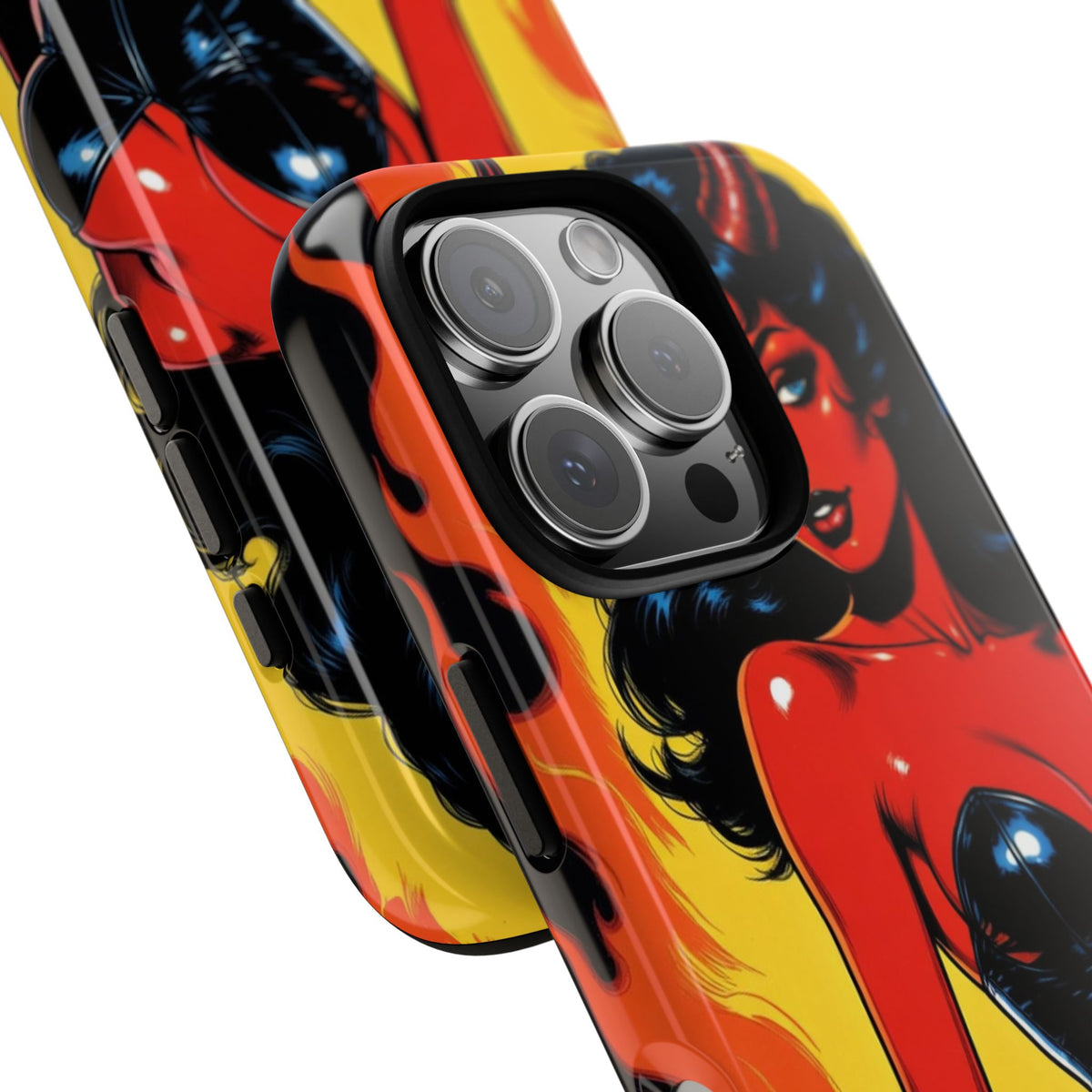 Devil Pin-Up Phone Case — Vintage Kitsch Flame Design