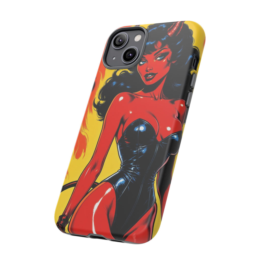Devil Pin-Up Phone Case — Vintage Kitsch Flame Design