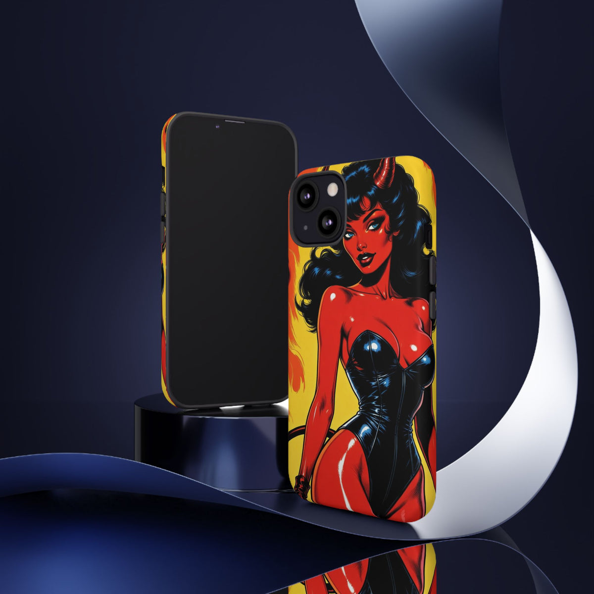 Devil Pin-Up Phone Case — Vintage Kitsch Flame Design