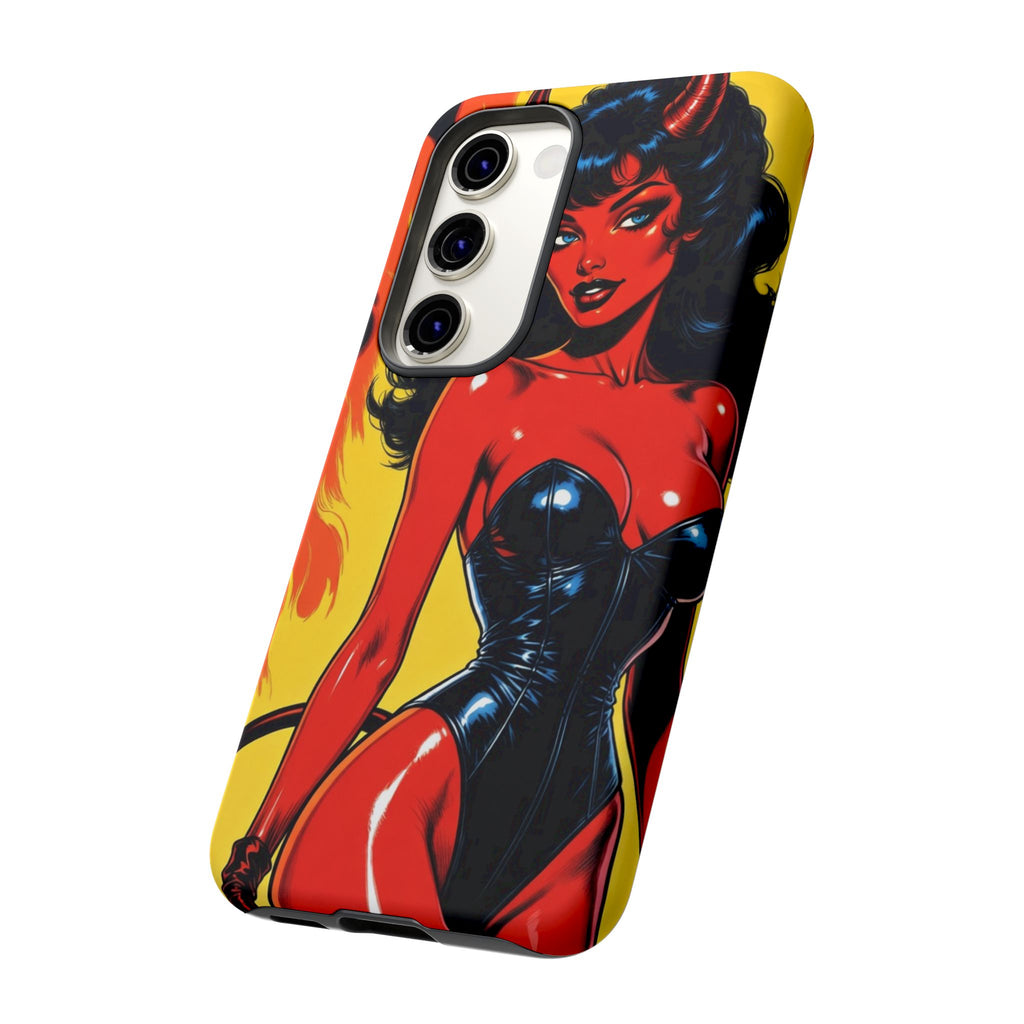 Devil Pin-Up Phone Case — Vintage Kitsch Flame Design
