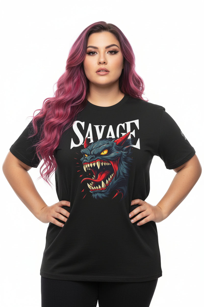 Savage Demon T-Shirt — Fierce Retro Monster Tee