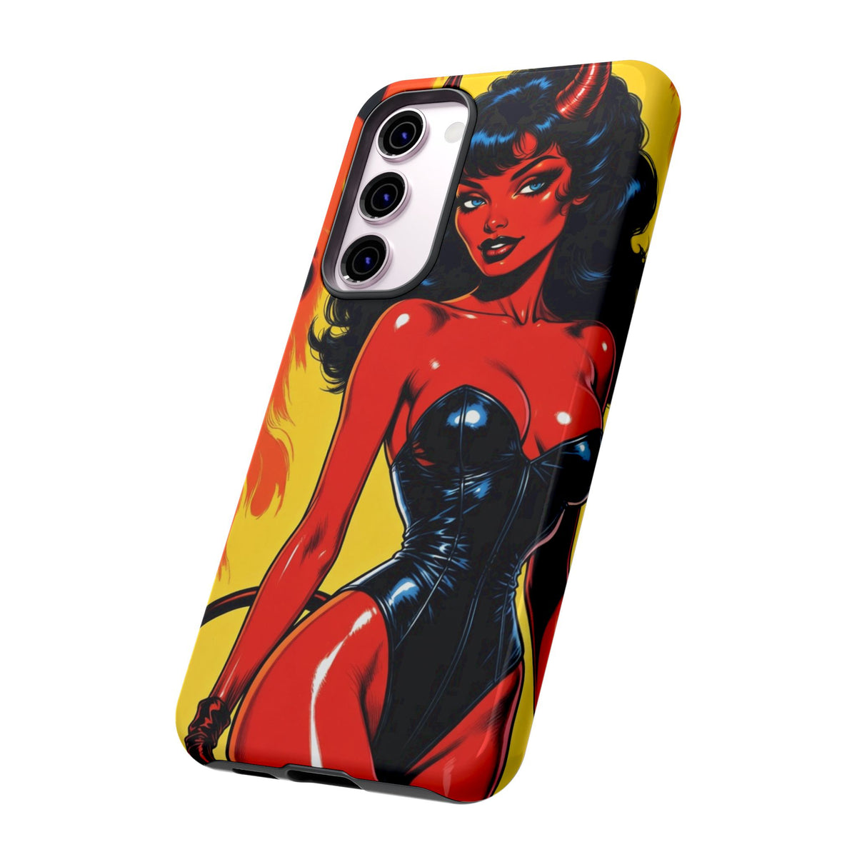 Devil Pin-Up Phone Case — Vintage Kitsch Flame Design