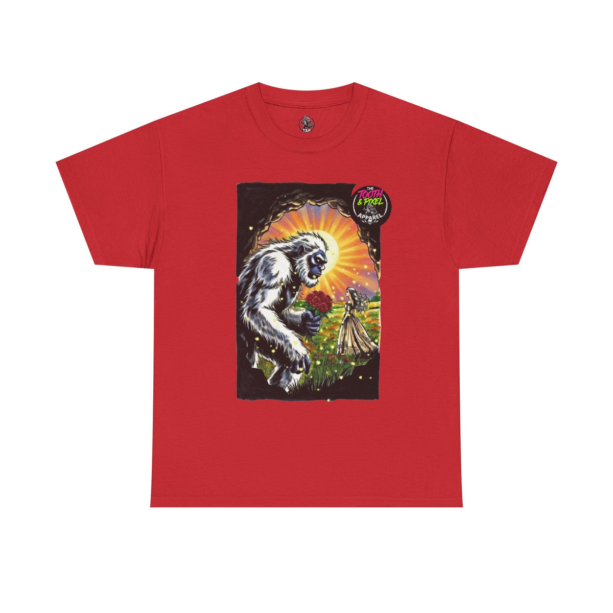 Tooth and Pixel- Valentine's Yeti Tee — "A Beast of a Gift" Romantic Graphic T-Shirt.