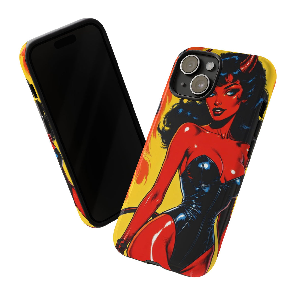 Devil Pin-Up Phone Case — Vintage Kitsch Flame Design