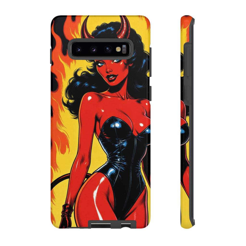 Devil Pin-Up Phone Case — Vintage Kitsch Flame Design