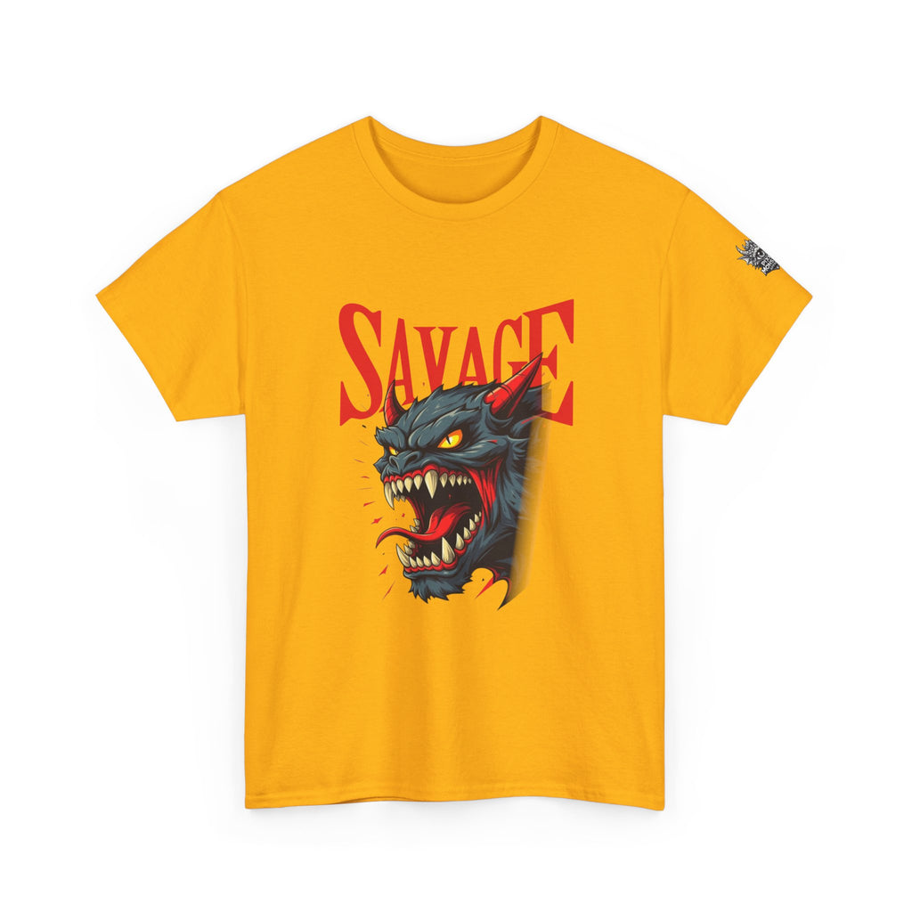 Savage Demon Graphic Tee — Fierce Retro Cat Illustration T‑Shirt