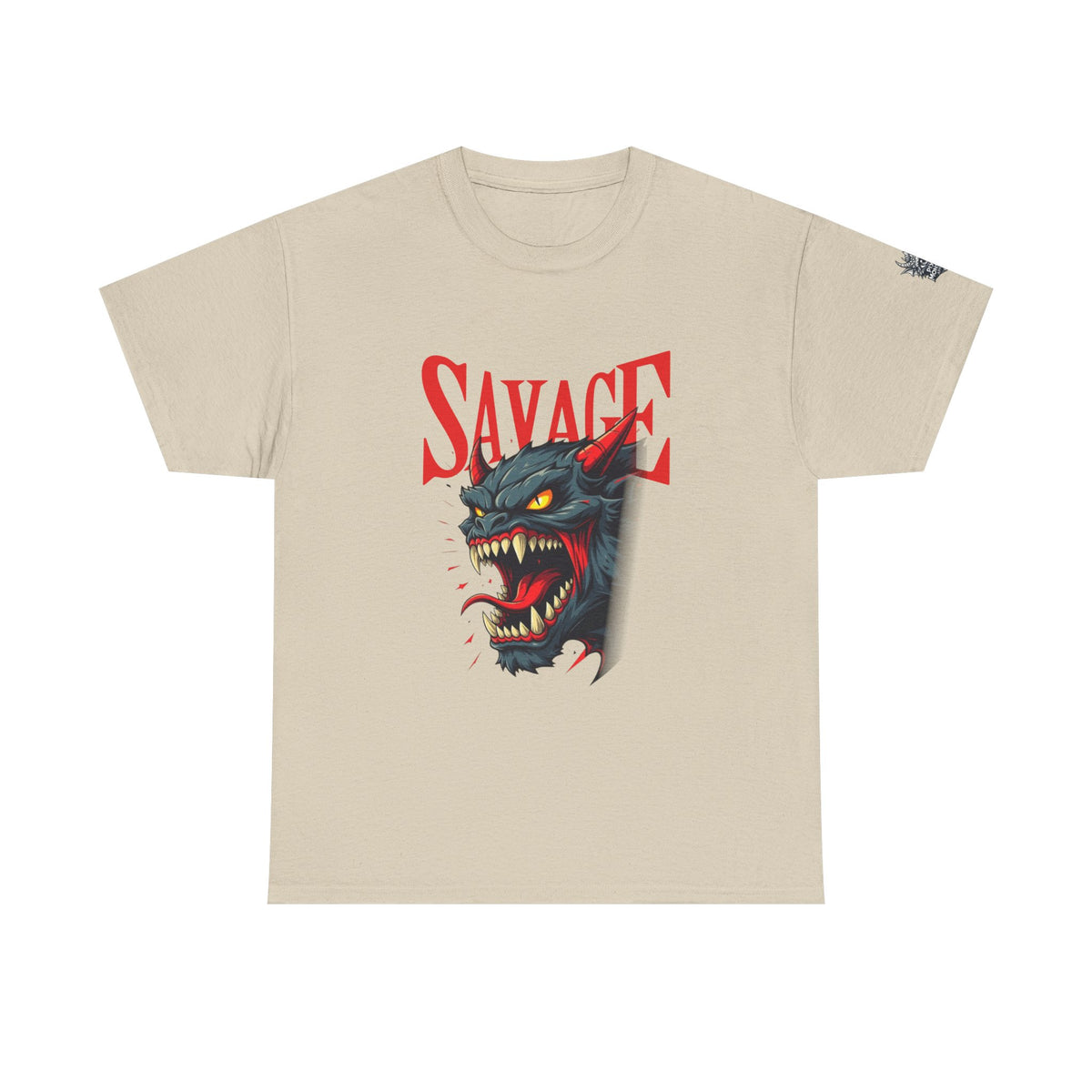 Savage Demon Graphic Tee — Fierce Retro Cat Illustration T‑Shirt