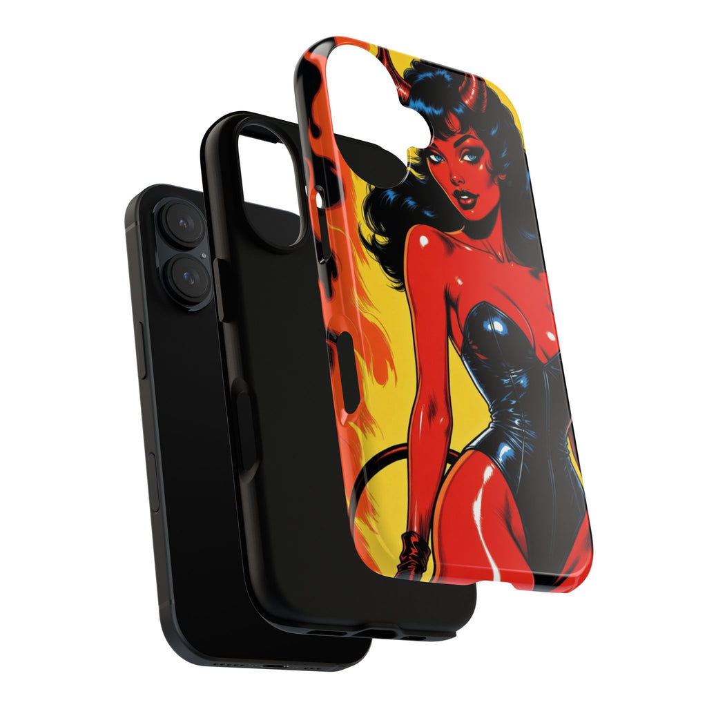Devil Pin-Up Phone Case — Vintage Kitsch Flame Design