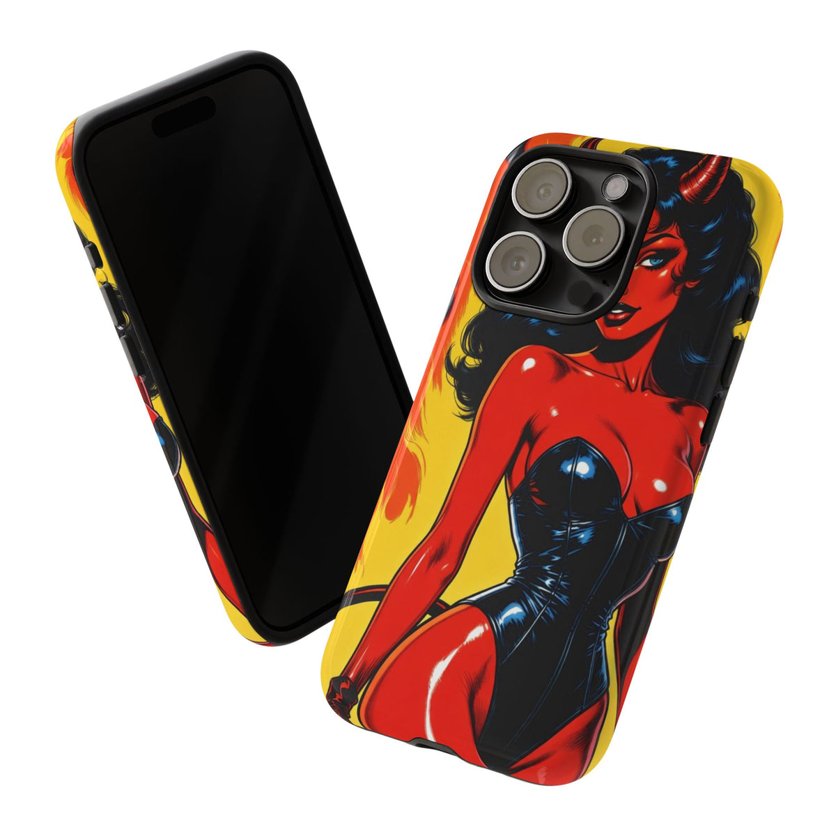Devil Pin-Up Phone Case — Vintage Kitsch Flame Design
