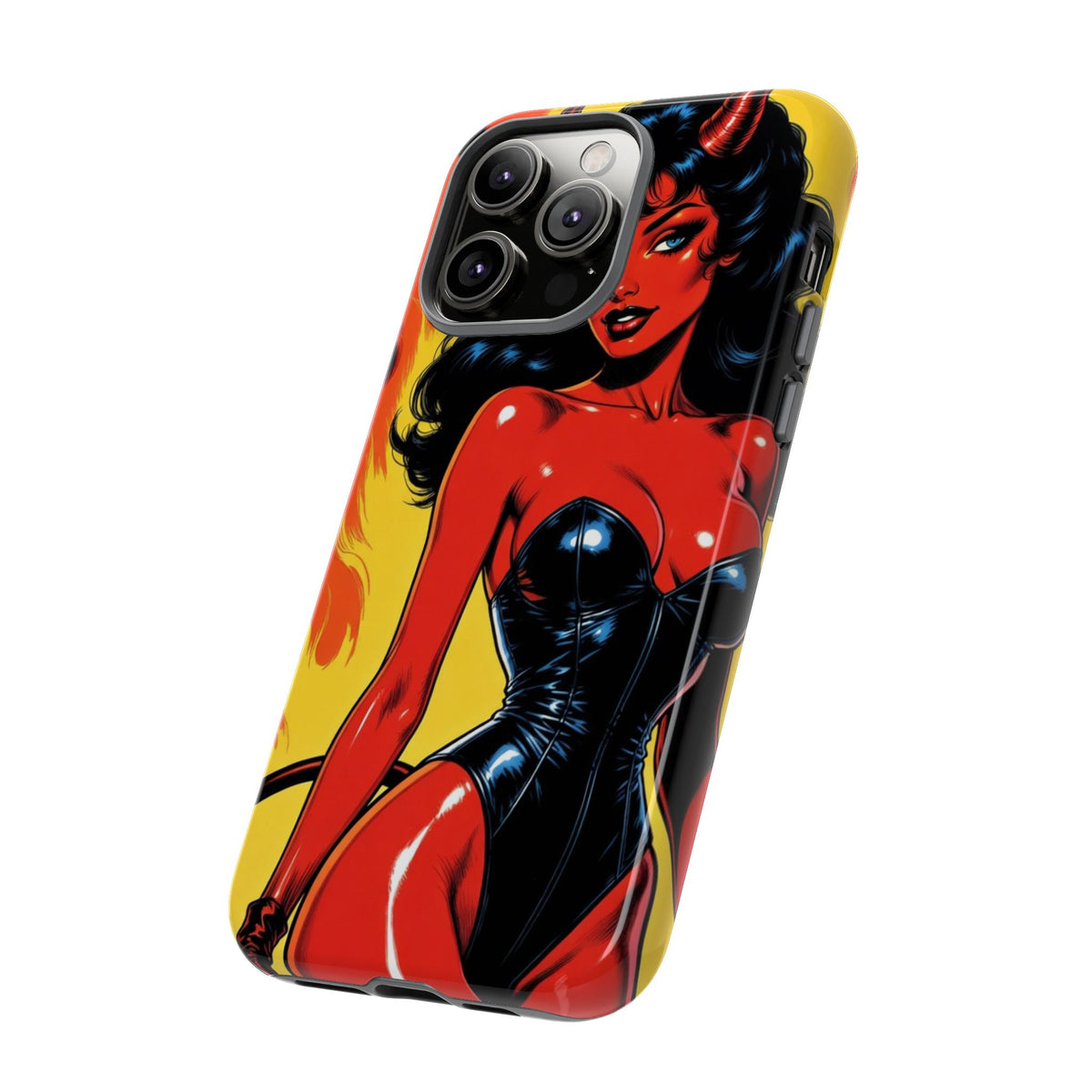 Devil Pin-Up Phone Case — Vintage Kitsch Flame Design