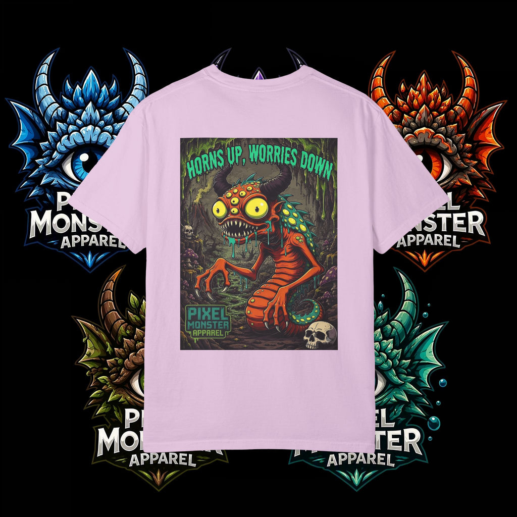 Tooth and Pixel- . "Horns Up, Worries Down" T-Shirt. Wear it to the office BBQ we dare ya!