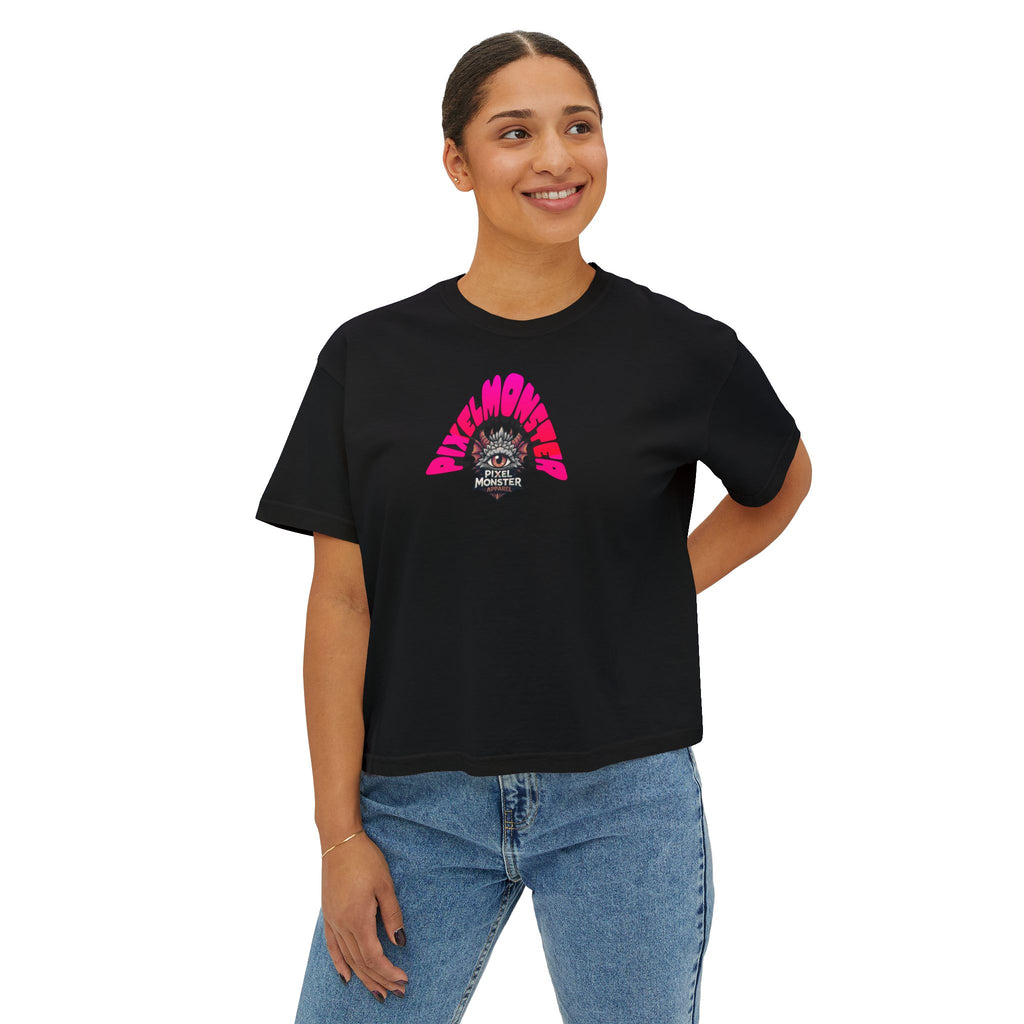 T&P- Whimsical Beach Life Women's Boxy Tee — Funny Scary Sea Creatures Vacation Shirt