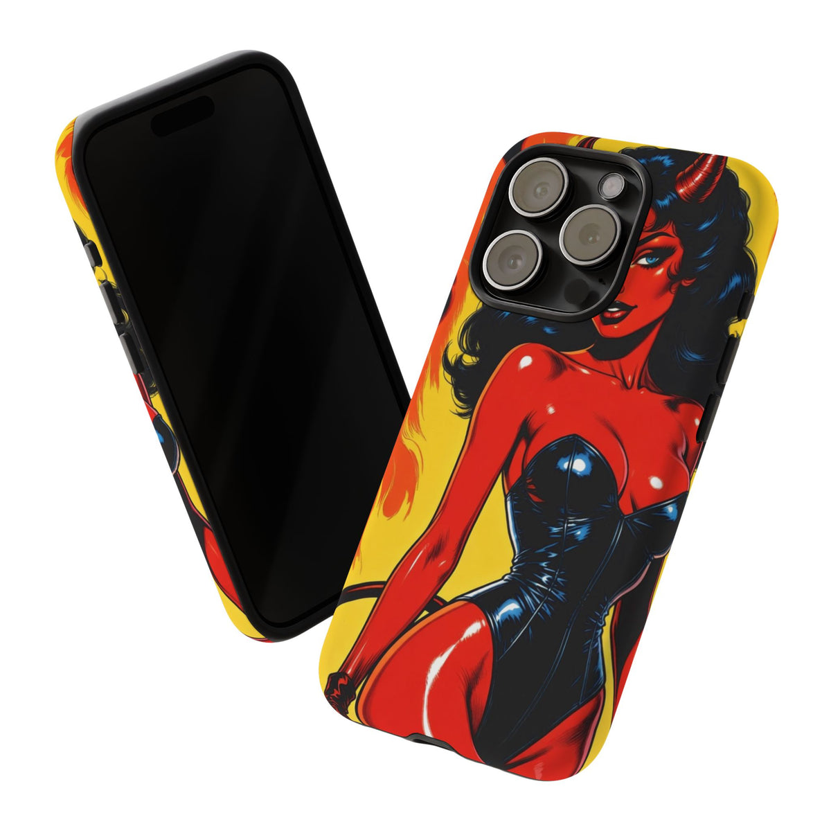 Devil Pin-Up Phone Case — Vintage Kitsch Flame Design