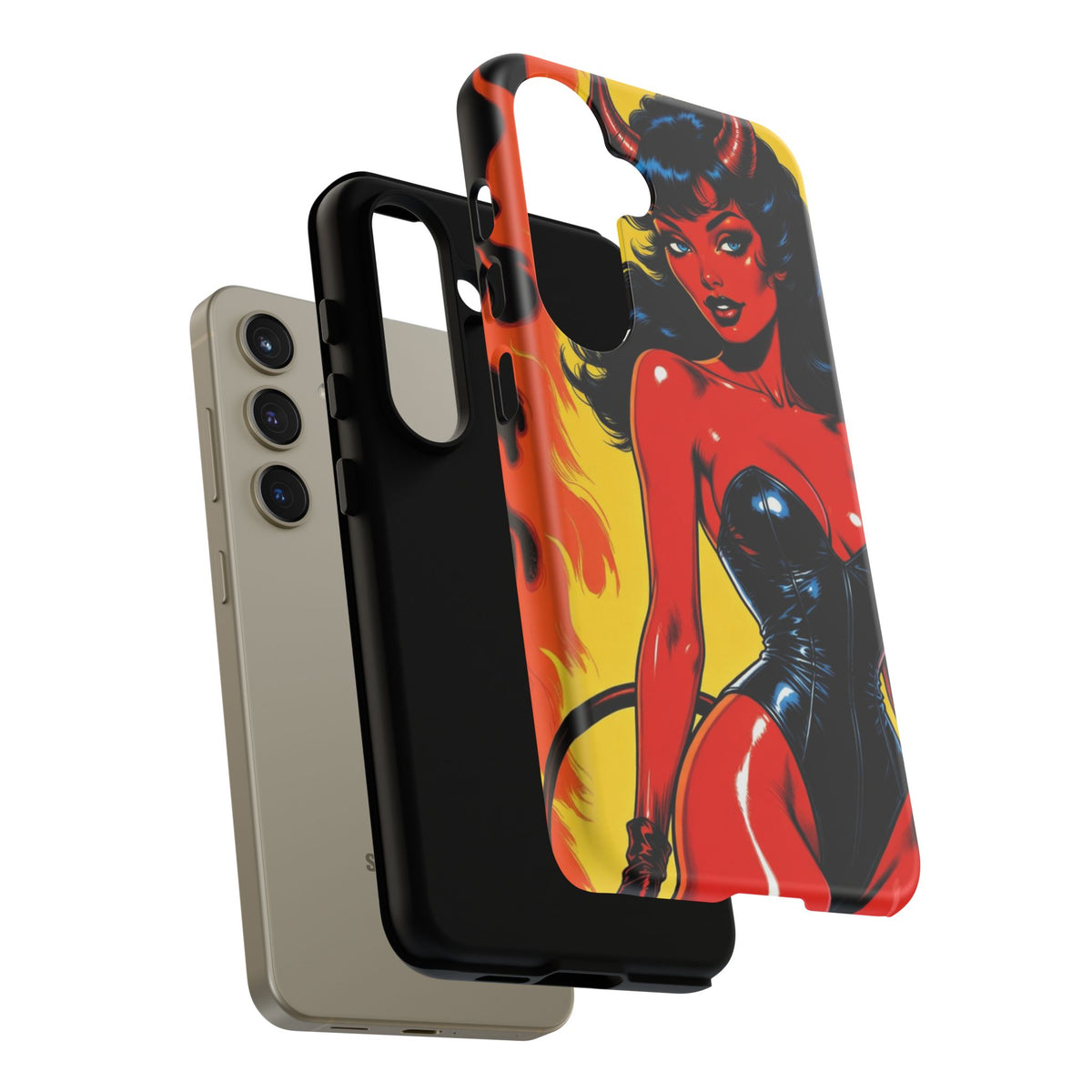Devil Pin-Up Phone Case — Vintage Kitsch Flame Design