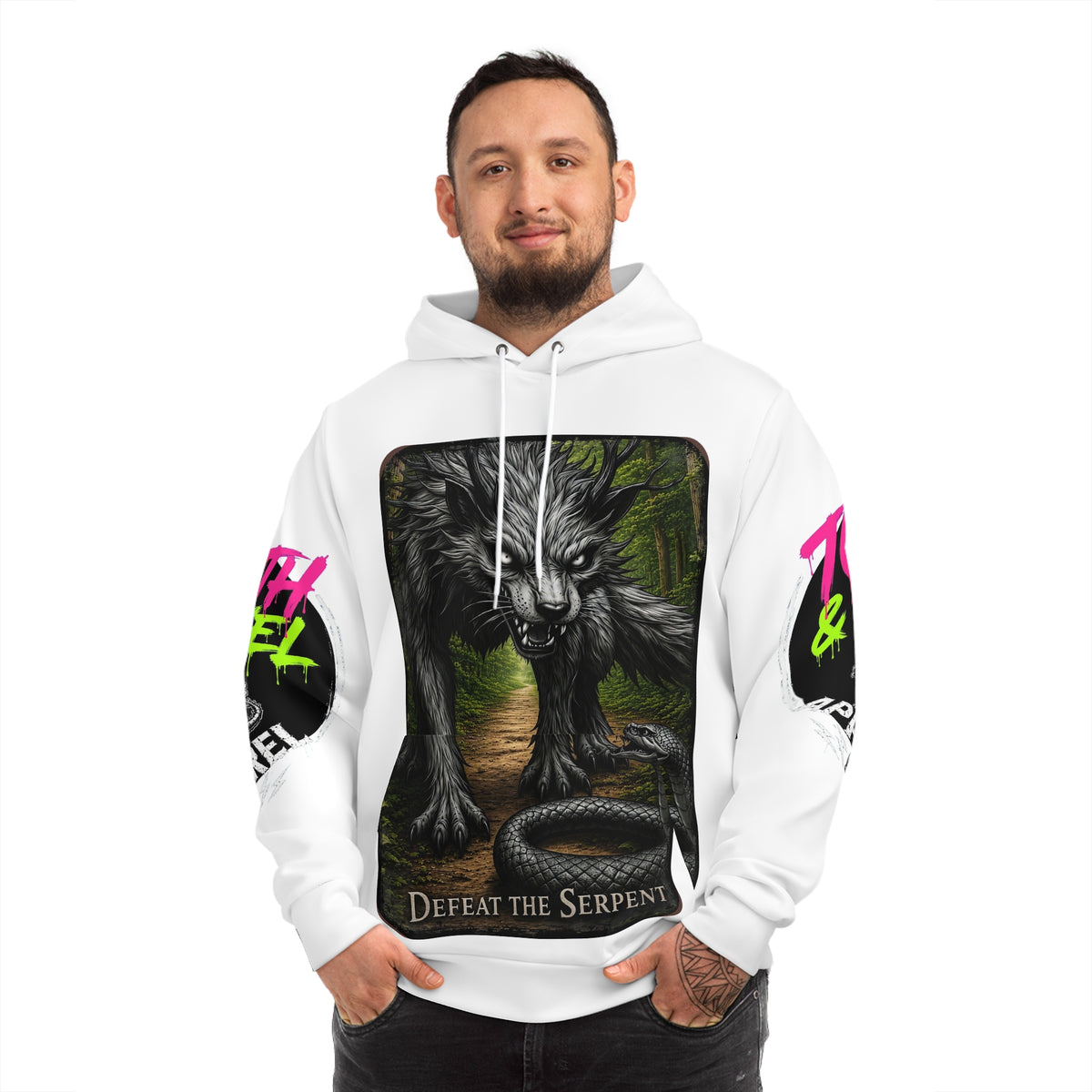 T&P 'Defeat the Serpent' Logo sleeved durable autumn hoodie.