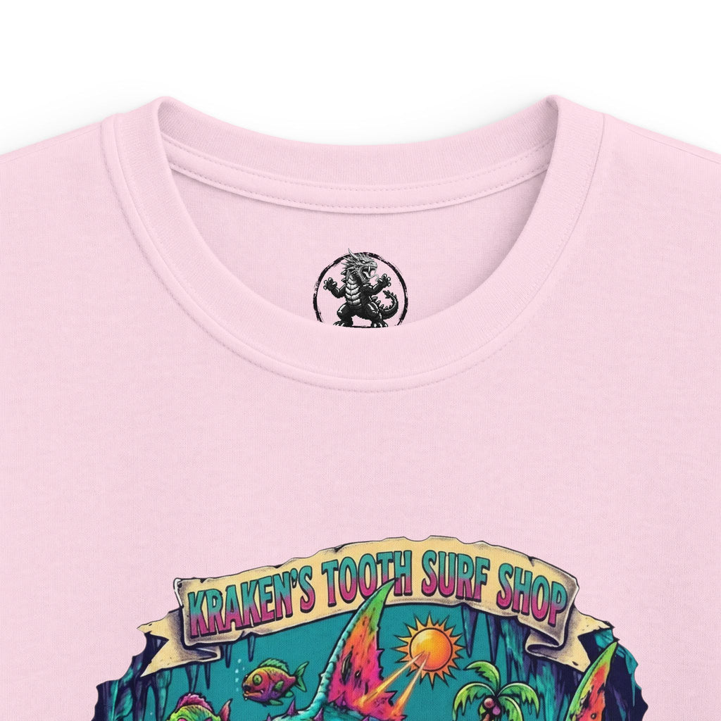 Tooth and Pixel- KID SIZE- 'Kraken's Surf Shop'— Neon Neo punk surf, Shark, Monster, endless fun.