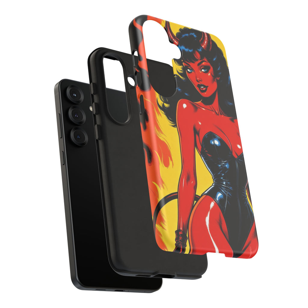 Devil Pin-Up Phone Case — Vintage Kitsch Flame Design