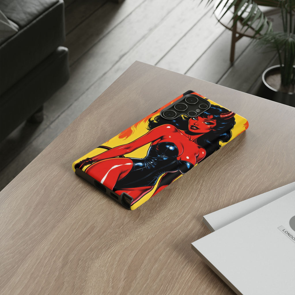 Devil Pin-Up Phone Case — Vintage Kitsch Flame Design