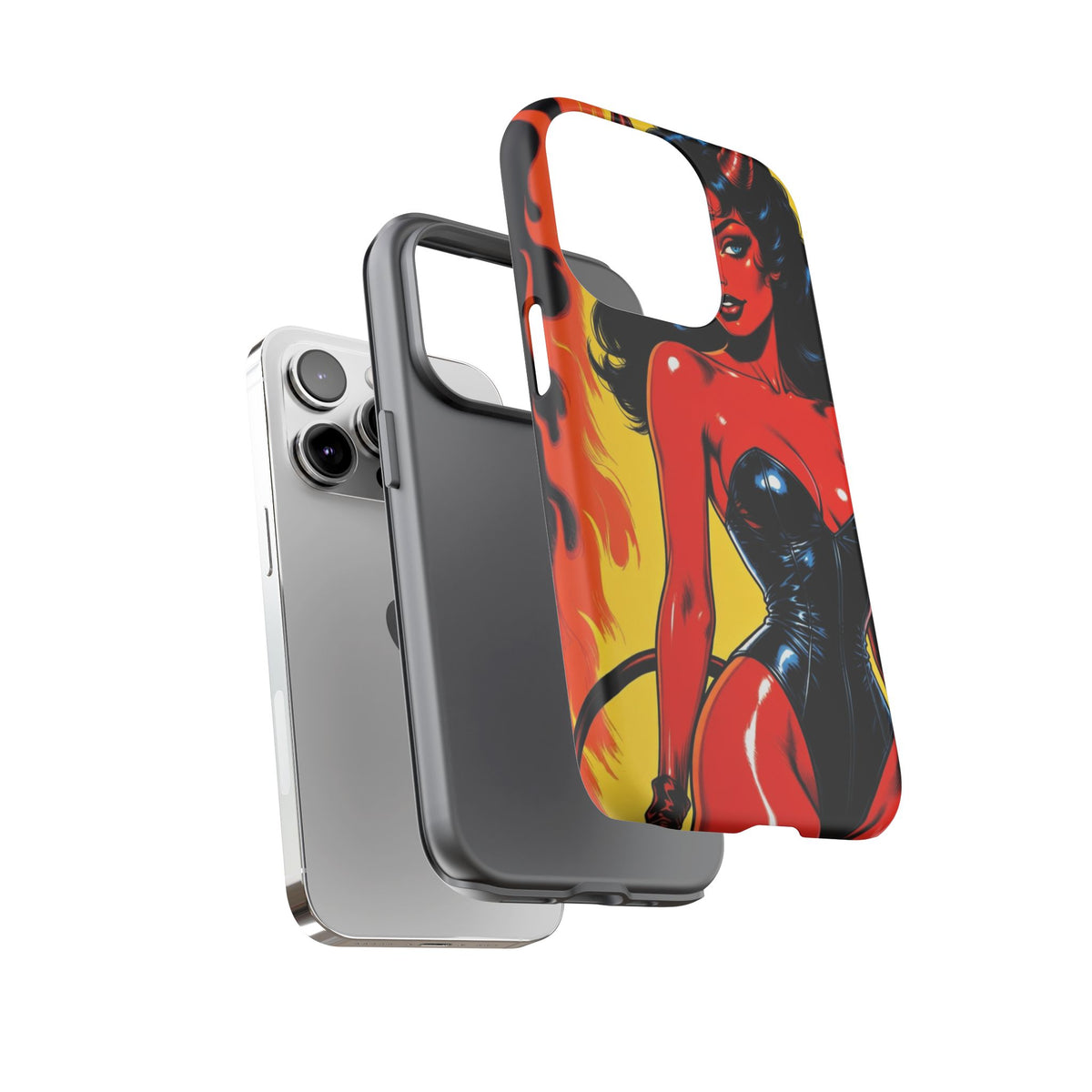 Devil Pin-Up Phone Case — Vintage Kitsch Flame Design