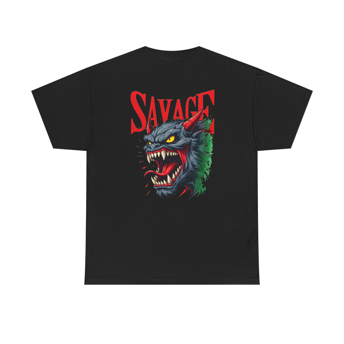 'Savage' Werebeast Graphic Tee – Retro Blue Monster Illustration by T&P Apparel