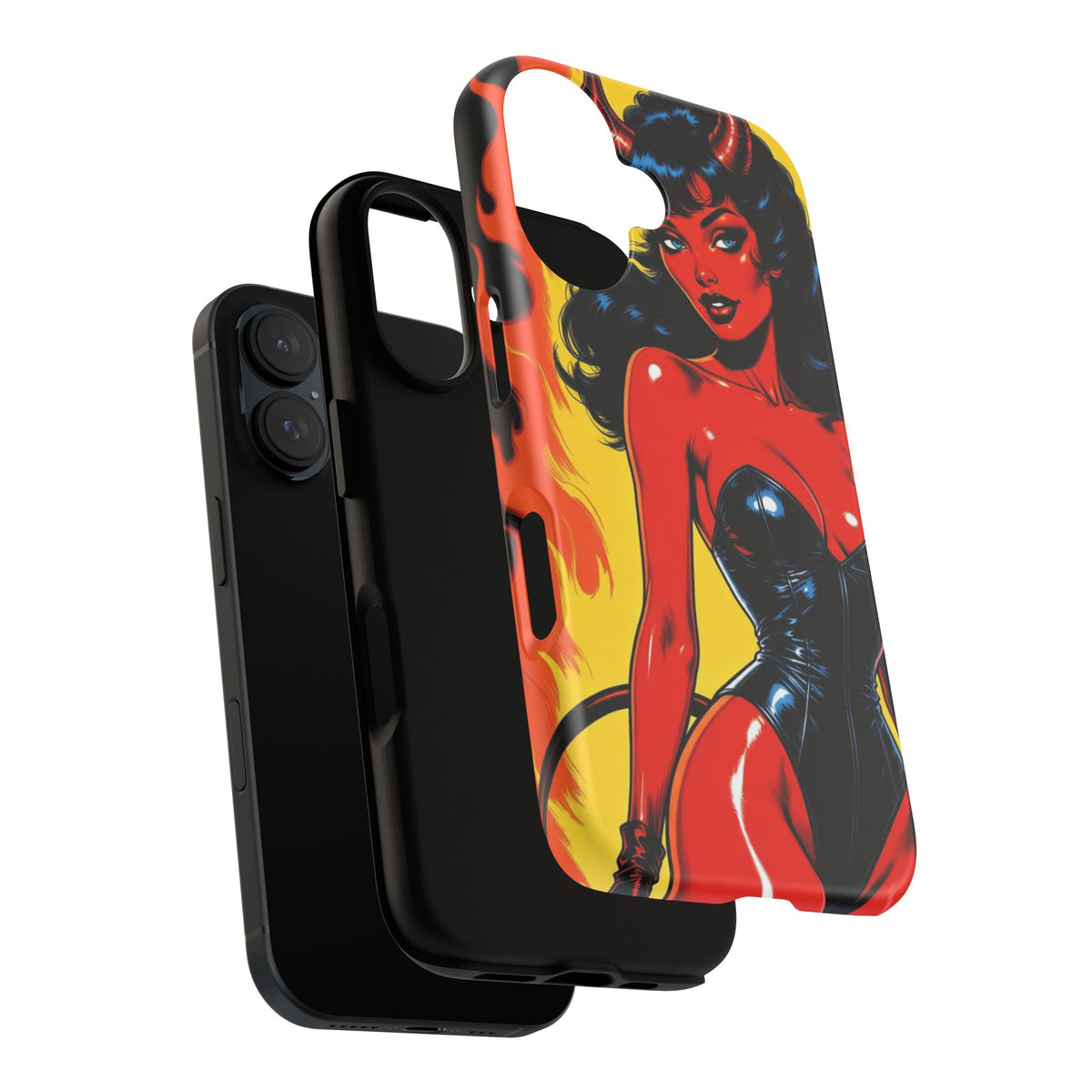 Devil Pin-Up Phone Case — Vintage Kitsch Flame Design