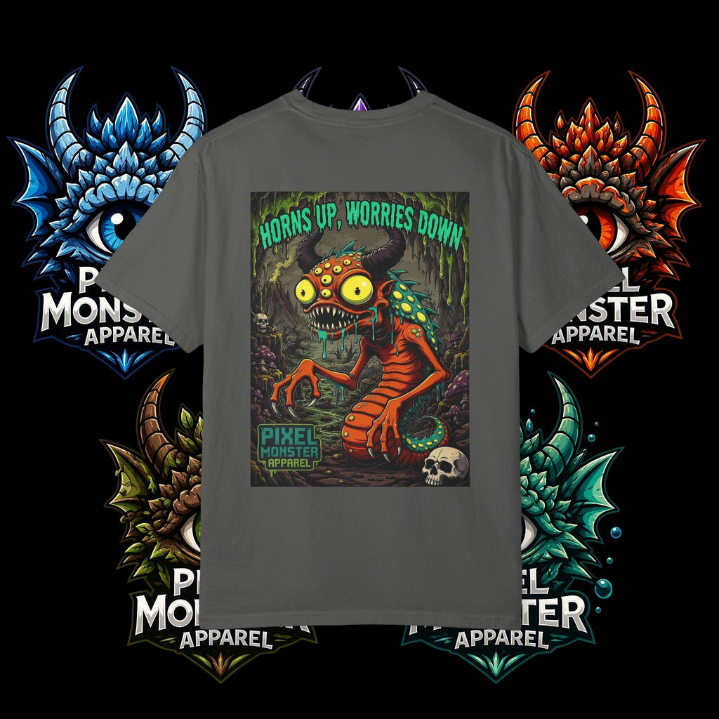 Tooth and Pixel- . "Horns Up, Worries Down" T-Shirt. Wear it to the office BBQ we dare ya!