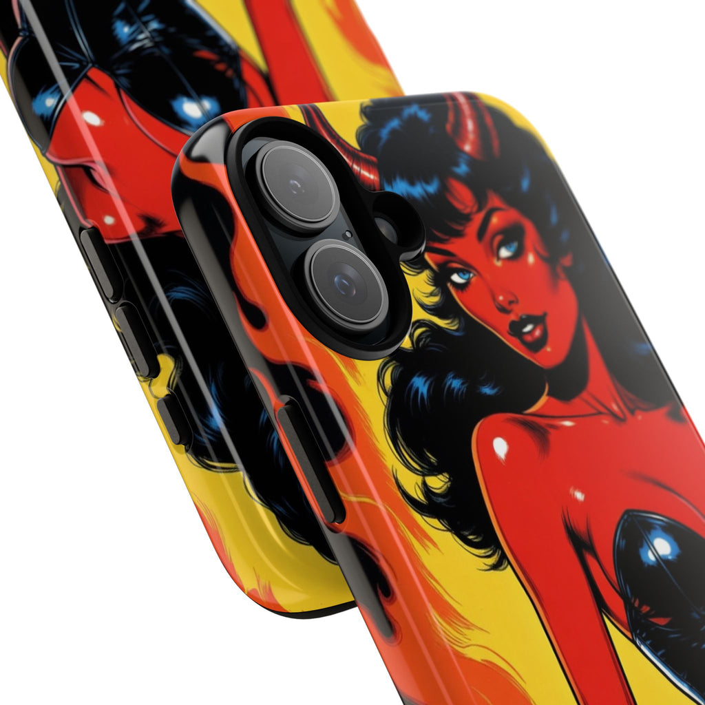 Devil Pin-Up Phone Case — Vintage Kitsch Flame Design