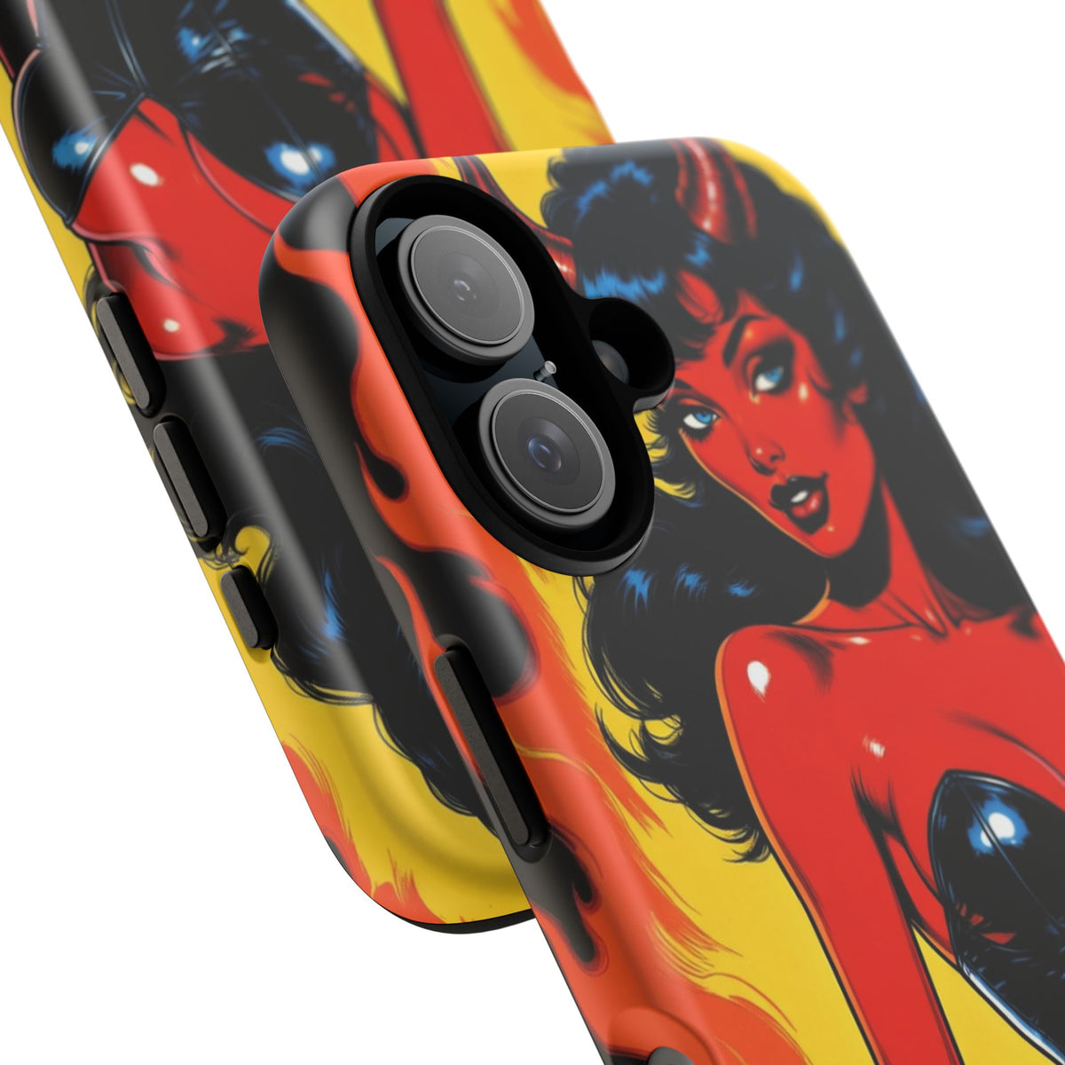 Devil Pin-Up Phone Case — Vintage Kitsch Flame Design
